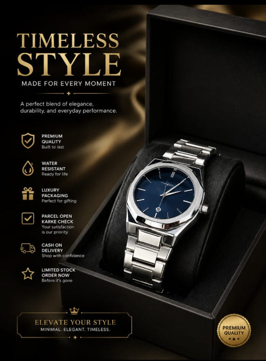 ZEVIO Premium Silver Watch for Men