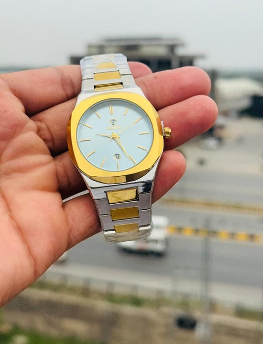 ZEVIO Premium Gold & Silver Stainless Steel Watch for Men